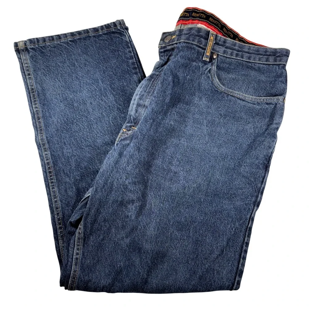 Beretta Mens Dark Blue Denim Jeans Size 42x30 Made‎ in USA Straight Leg